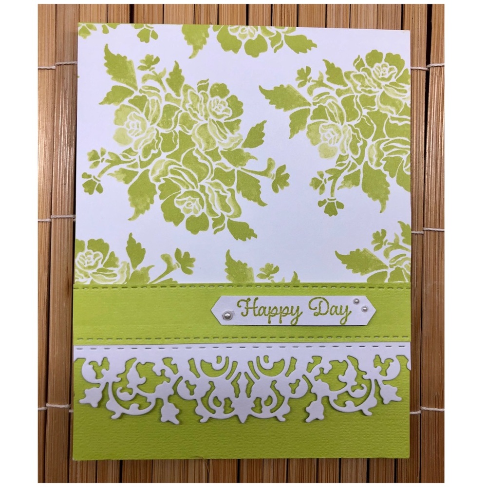 Handmade “Happy Day” Floral Lace Greeting Card
